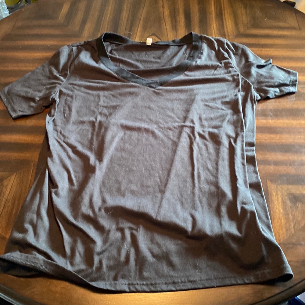 Black shein v neck short sleeve shirt